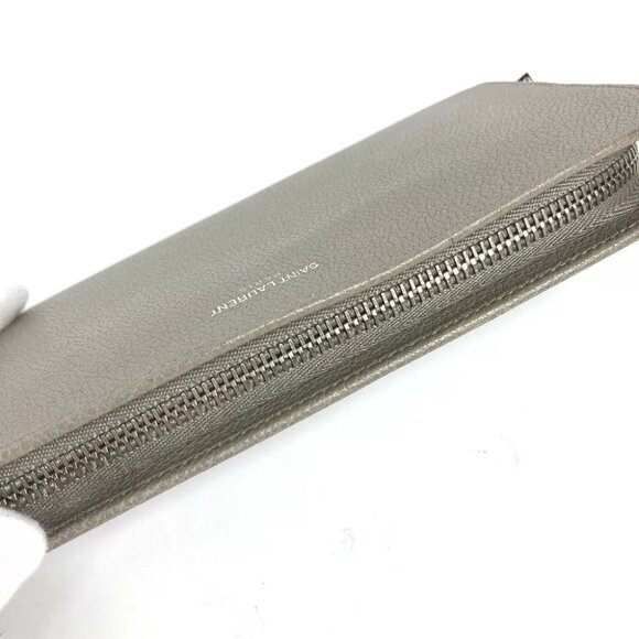 AUTHENTICITY GUARANTEED SAINT LAURENT PARIS Long wallet logo Zip Around - Picture 4 of 13